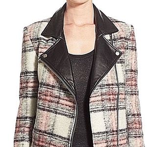 Piage Denim Farrah Bomber Leather & Rosette Plaid